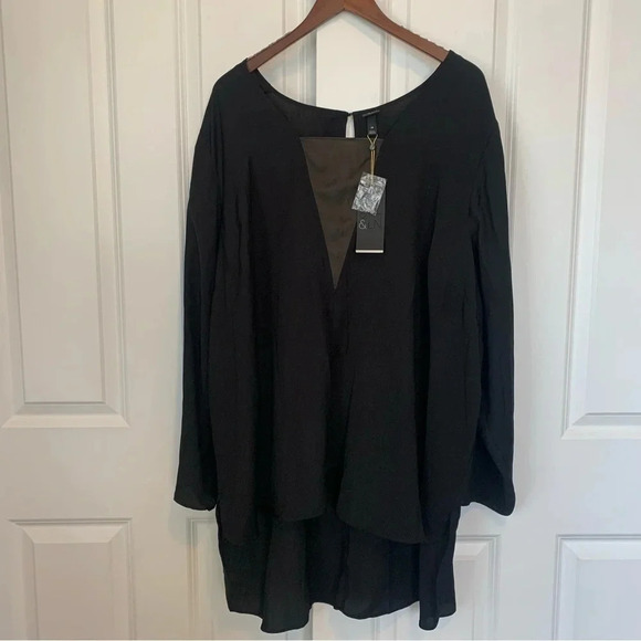 New! Lane Bryant 6th Lane Black hi-low Tunic Top long line Flowy blouse 28 4X - Picture 1 of 13